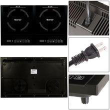 Load image into Gallery viewer, Double Plaque de Cuisson Electrique en Vitrocéramique 1800W+1800W 2 Zones 8 Niveaux de Température/Puissance Variables Noir -