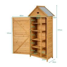 Load image into Gallery viewer, Abri de jardin extérieur à 5 etagères cabane verrouillable en bois de sapin toit en tle galvanisée 20_0005485 -