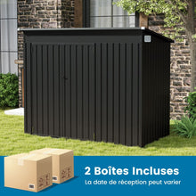 Load image into Gallery viewer, Abri de Jardin Extérieur Abri à Outils de Jardin avec 2 Portes Design Incliné Aérations Cadre en Métal Galvanisé 235x117x185cm Gris Foncé -