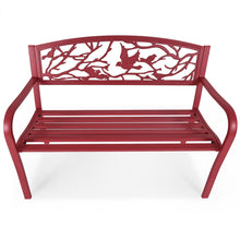 Load image into Gallery viewer, Banc de Jardin en Fer Résistant de Haute Qualité Style Contemporain 2-3 Places Parfait pour Extérieur 127x60x88cm Rouge -