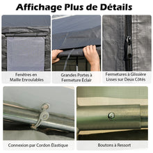 Load image into Gallery viewer, Abri de Voiture 595 x 300 cm Extérieur Tente de Garage avec 8 Parois Latérales Amovibles Portes Enroulables Fenêtres Ventilées Gris -