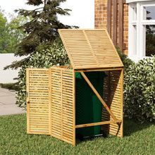 Load image into Gallery viewer, Abri  Poubelle en Bois de 120 L Abri pour Outils d'Extrieur avec Couvercle Ouvrable Doubles Portes Loquet de Verrouillage Naturel -