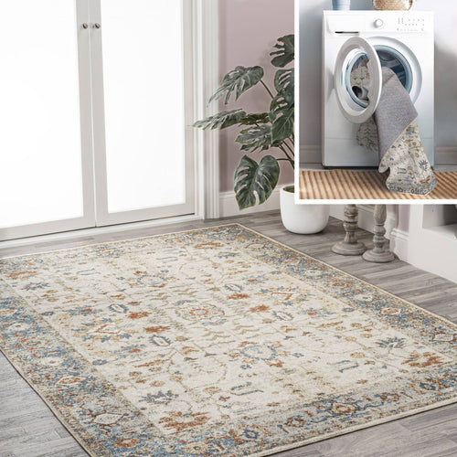 Jonathan Y Hiero Persian Border Low-Pile Machine-Washable CREAM/TERRA 4 ft. x 6 ft. Area Rug