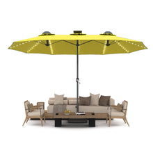 Load image into Gallery viewer, AECOJOY 15ft Patio Double-Sided Umbrella, 156 PCS Solar LED Light Outdoor Large Umbrella, Yellow