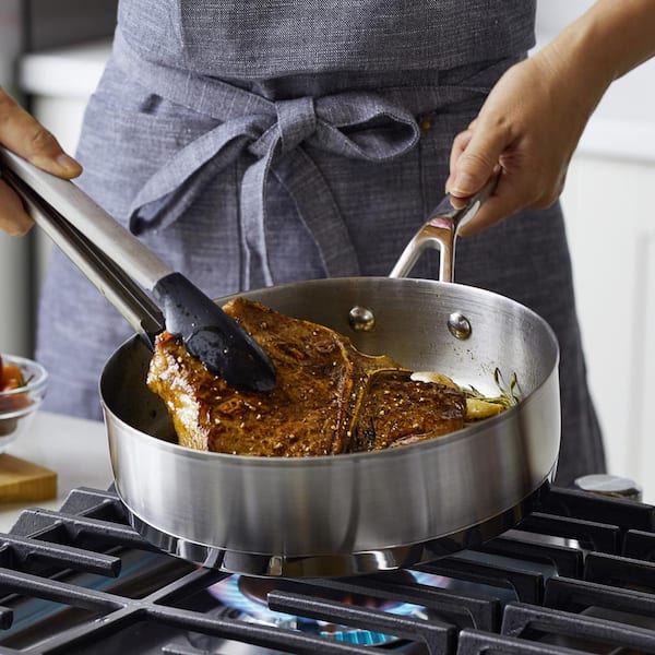 11-Piece 3-Ply Base Stainless Steel Cookware Set. Silver