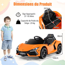 Load image into Gallery viewer, Voiture Electrique 12V pour Enfants Sous Licence Revuelto Télécommande Portes Hydrauliques pour 37-95 Mois Gris/Orange -