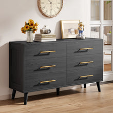 Load image into Gallery viewer, Bedroom Set - Includes Full Size Bed Frame (Dark Gray), Nightstands, 5 - Drawer Dresser &amp; Double Wide 6 - Drawer Dresser - Modern Storage Solution for Stylish Home Decor, Black