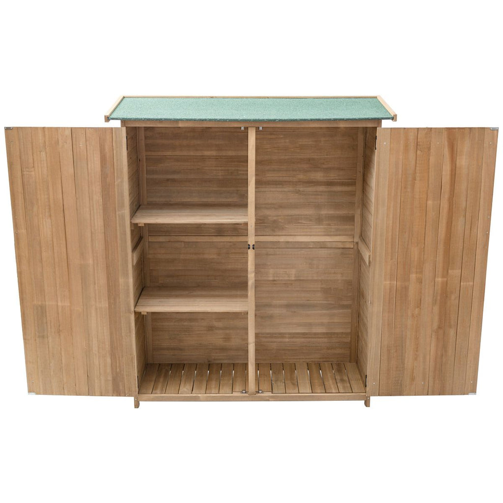 Abri de Jardin en Bois Cabane de Jardin Extrieur Double Portes avec Loquet Toit Inclin en Asphalte Cabanon Jardin Extrieur 140 x 50 x 162 cm Naturel -