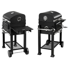 Load image into Gallery viewer, Barbecue  charbon de bois 3 en 1 avec thermomtre avec grille  hauteur rglable noir 1508003 -