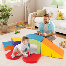 Load image into Gallery viewer, 6 Blocs d橢scalade en Mousse Jeu d橢scalade pour Tout-Petits Jeu d橝ctivit d橢scalade Color Tunnel Escaliers et Rampe pour 12+ Mois Color/Bleu/Violet -