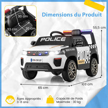 Load image into Gallery viewer, Voiture de Police Electrique Alimente par Batterie 12 V/7 A Tlcommande Connexion Sans Fil Musique Klaxon Sirne Lumires LED Blanc -