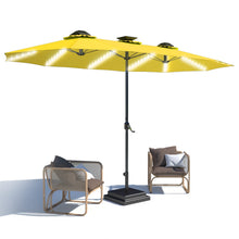 Load image into Gallery viewer, AECOJOY 15ft Patio Double-Sided Umbrella, 156 PCS Solar LED Light Outdoor Large Umbrella, Yellow