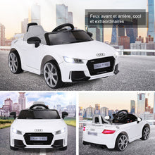 Load image into Gallery viewer, Voiture TTRS Electrique pour Enfants 12V Max. 5 Km/h Double Porte avec Tlcommande 2.4G Blanc/Rouge -