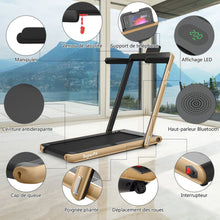 Load image into Gallery viewer, 2 en 1 Tapis de Course Electrique Pliable 1  12 Km/H avec Haut-parleur Bluetooth Tlcommande Moteur 0,75HP Vert/Blanc/Noir/Rouge/Or/Noir et Argent/Bleu -