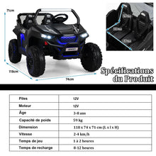 Load image into Gallery viewer, Voiture électrique Enfant 12 V Télécommande pour 3-8 Ans 2 Vitesses Ressort de Suspension Charge 59KG 118x74x71CM Noir/Rose/Rouge -