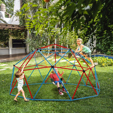 Load image into Gallery viewer, Dôme d'Escalade de 305cm avec Balançoire Cage d'Escalade en Métal Charge Max 363 kg Intérieur Extérieur pour Enfants de 3-10 Ans Jaune/Rouge -