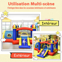 Load image into Gallery viewer, Château Gonflable pour Enfant avec Espace de Rebonds Petite Maison Toboggan Panier de Basket(sans Gonfleur) -