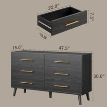 Load image into Gallery viewer, Bedroom Set - Includes Full Size Bed Frame (Dark Gray), Nightstands, 5 - Drawer Dresser &amp; Double Wide 6 - Drawer Dresser - Modern Storage Solution for Stylish Home Decor, Black