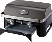 Load image into Gallery viewer, Attitude2go,Barbecue de Table à Faible fumée,BBQ Portable,à Couvercle,thermomètre,et Grille en Fonte,Alimentation : Cartouche de gaz CV 470 Plus,Gris