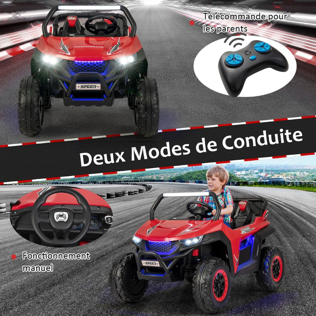 Voiture électrique Enfant 12 V Télécommande pour 3-8 Ans 2 Vitesses Ressort de Suspension Charge 59KG 118x74x71CM Noir/Rose/Rouge -