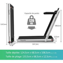 Load image into Gallery viewer, 2 en 1 Tapis de Course Electrique Pliable 1  12 Km/H avec Haut-parleur Bluetooth Tlcommande Moteur 0,75HP Vert/Blanc/Noir/Rouge/Or/Noir et Argent/Bleu -