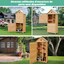 Load image into Gallery viewer, Abri de Jardin Extérieur à 5 Etagères Cabane Verrouillable en Bois de Sapin Toit en Tôle Galvanisée -
