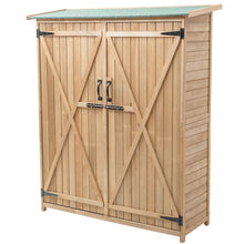 Load image into Gallery viewer, Abri de Jardin en Bois Cabane de Jardin Extrieur Double Portes avec Loquet Toit Inclin en Asphalte Cabanon Jardin Extrieur 140 x 50 x 162 cm Naturel -