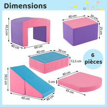 Load image into Gallery viewer, 6 Blocs d橢scalade en Mousse Jeu d橢scalade pour Tout-Petits Jeu d橝ctivit d橢scalade Color Tunnel Escaliers et Rampe pour 12+ Mois Color/Bleu/Violet -