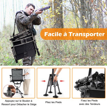 Load image into Gallery viewer, Chaise de Chasse Portable Chaise de Tir avec Siège de Pliable Réglables Rotation à 360° Support de Fusil Réglable Charge 150 kg Noir -
