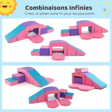 Load image into Gallery viewer, 6 Blocs d橢scalade en Mousse Jeu d橢scalade pour Tout-Petits Jeu d橝ctivit d橢scalade Color Tunnel Escaliers et Rampe pour 12+ Mois Color/Bleu/Violet -