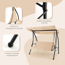 Load image into Gallery viewer, Balancelle d'Extrieur Convertible 2 Places avec Lit Plat Hamac de Terrasse avec Auvent Rglable et Coussin Amovible Pour Jardin -