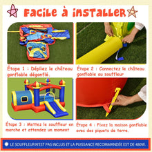 Load image into Gallery viewer, Ch芒teau Gonflable pour Enfant avec Espace de Rebonds Petite Maison Toboggan Panier de Basket(sans Gonfleur) -