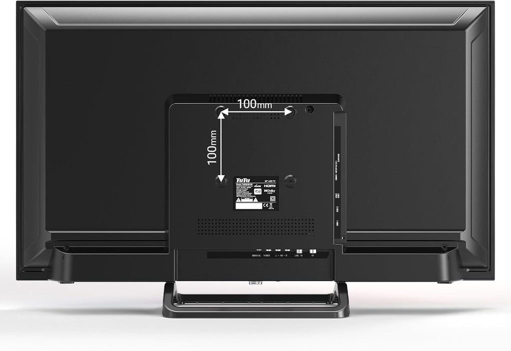 TuTu Téléviseurs 32 Pouces (80 cm) LED Central Pied TV HD Ready Triple Tuner (DVB-C / T2 / S2) HDMI x2 CI+ Lecteur multimédia USB 2.0 Mode hôtel Dolby Audio 2024