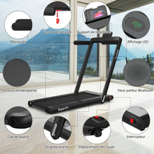 Load image into Gallery viewer, 2 en 1 Tapis de Course Electrique Pliable 1 à 12 Km/H avec Haut-parleur Bluetooth Télécommande Moteur 0,75HP Vert/Blanc/Noir/Rouge/Or/Noir et Argenté/Bleu -
