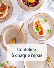 Load image into Gallery viewer, Ensemble Vaisselle en Grès 12 Personnes Rustique 36 pièces - Service de Table Rustique, Lavable au Lave-Vaisselle - Ensemble de Bols et Assiettes - Vaisselle de Table Pure Living en beige