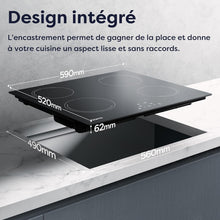 Load image into Gallery viewer, Ciarra Plaque de Cuisson à Induction - 4 Foyers - 6000W - Table de Cuisson Encastrable - Commande Tactile - 9 Niveaux - CABBIH4-E