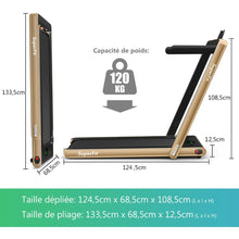 Load image into Gallery viewer, 2 en 1 Tapis de Course Electrique Pliable 1  12 Km/H avec Haut-parleur Bluetooth Tlcommande Moteur 0,75HP Vert/Blanc/Noir/Rouge/Or/Noir et Argent/Bleu -