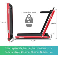 Load image into Gallery viewer, 2 en 1 Tapis de Course Electrique Pliable 1 à 12 Km/H avec Haut-parleur Bluetooth Télécommande Moteur 0,75HP Vert/Blanc/Noir/Rouge/Or/Noir et Argenté/Bleu -