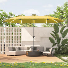 Load image into Gallery viewer, AECOJOY 15ft Patio Double-Sided Umbrella, 156 PCS Solar LED Light Outdoor Large Umbrella, Yellow