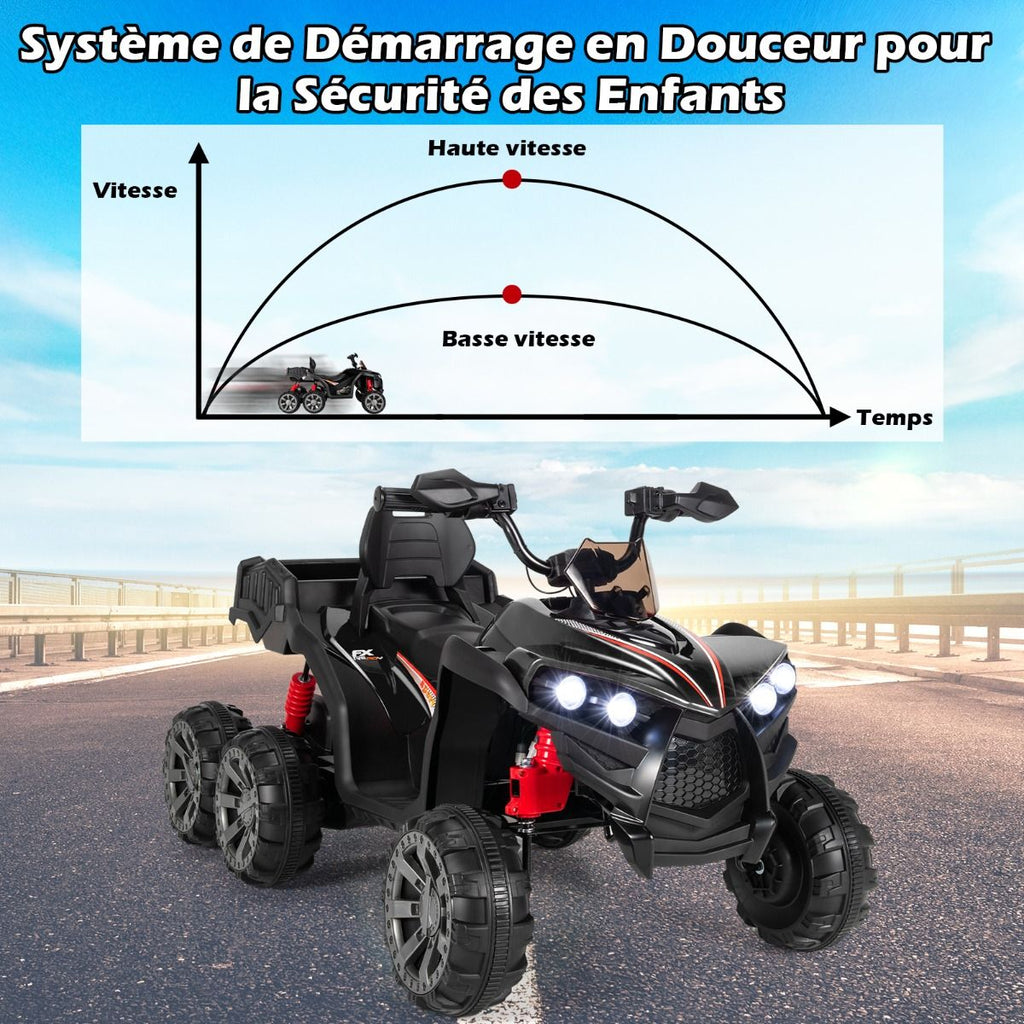 12V Quad Electrique Enfants avec Lumires LED et Musique Vhicule Electrique Enfants avec Dmarrage Lent Charge 30kg 129 x 69 x 72 cm Noir/Rouge -