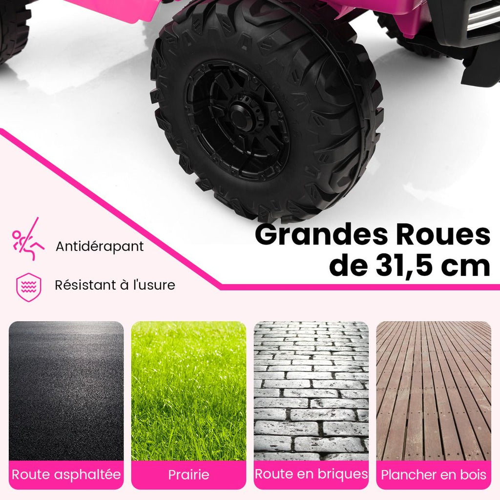 24V Voiture lectrique 2 Places Enfants avec Tlcommande 2,4G Musique LED Dmarrage Lent 2 Vitesses Charge 35kg pour 3-8 Ans+ Rouge/Rose/Vert -