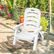 Load image into Gallery viewer, Chaise Longue Pliable Dossier Inclinable  5 Positions avec Roues Intgres pour Terrasse Jardin Piscine 150 kg Gris/Blanc/Bleu -