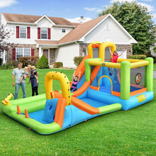 Load image into Gallery viewer, Château Gonflable 8 en 1 avec 2 Toboggans Parc Aquatique avec Maison de Saut Charge 135kg pour 3 Enfants de 3-10 Ans -
