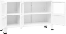 Load image into Gallery viewer, vidaXL Buffet Industriel Armoire Latérale Meuble de Rangement Armoire de Rangement Salle de Séjour Maison Intérieur Blanc 105x35x62 cm Métal et Verre