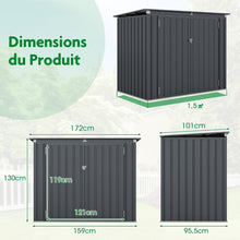 Load image into Gallery viewer, Abri de Stockage en Métal Galvanisé pour Poubelles Extérieur Abri de Jardin Verrouillable avec Toit Ouvert 2 Portes 172X95,5X130CM Gris -