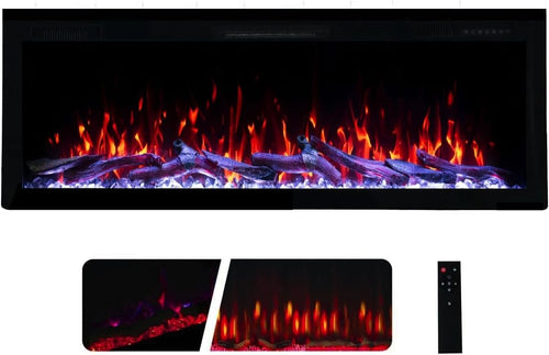 Cheminée électrique Weka Fireplace E42, Montage Mural et Encastré, Puissance de 750 W/1500 W, 13 Couleurs de Fond, Effets de Flamme réglables, Protection Contre la surchauffe (107 cm)