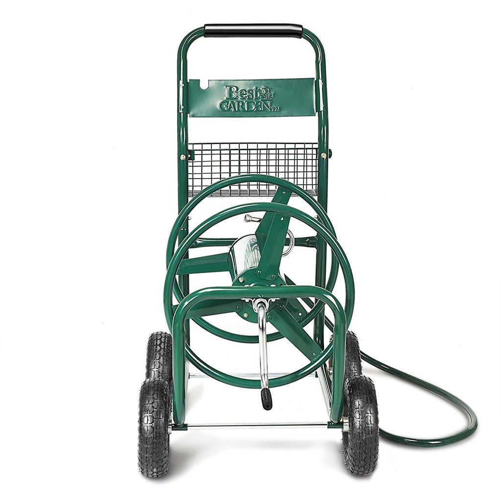 Dvidoir de Tuyau d橝rrosage avec 4 Roulettes Chariot pour 1.7m de Tuyau d橝rrosage Panier,95x62x113cm,Vert -