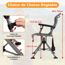 Load image into Gallery viewer, Chaise de Chasse Portable Chaise de Tir avec Sige de Pliable Rglables Rotation  360掳 Support de Fusil Rglable Charge 150 kg Noir -