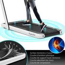 Load image into Gallery viewer, 2 en 1 Tapis de Course Electrique Pliable 1 à 12 Km/H avec Haut-parleur Bluetooth Télécommande Moteur 0,75HP Vert/Blanc/Noir/Rouge/Or/Noir et Argenté/Bleu -