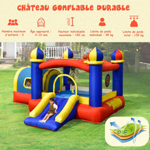 Load image into Gallery viewer, Château Gonflable pour Enfant avec Espace de Rebonds Petite Maison Toboggan Panier de Basket(sans Gonfleur) -